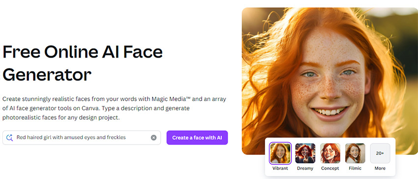 AI realistic face Generator - Canva