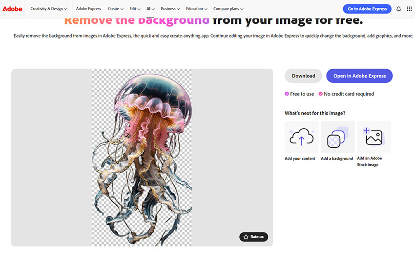 How to Remove Backgrounds with Adobe Express Let Adobe Express Process the Image