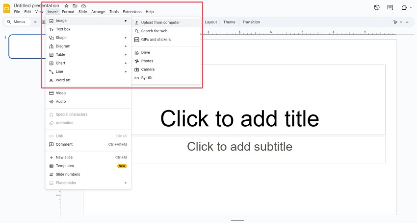 Inser Image to Remove Background in Google Slides