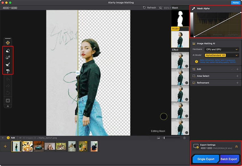 automatic remove background on Mac using Aiarty Image Matting