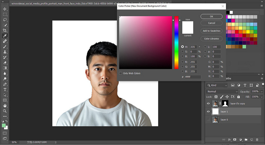 change passport photo background in photoshop