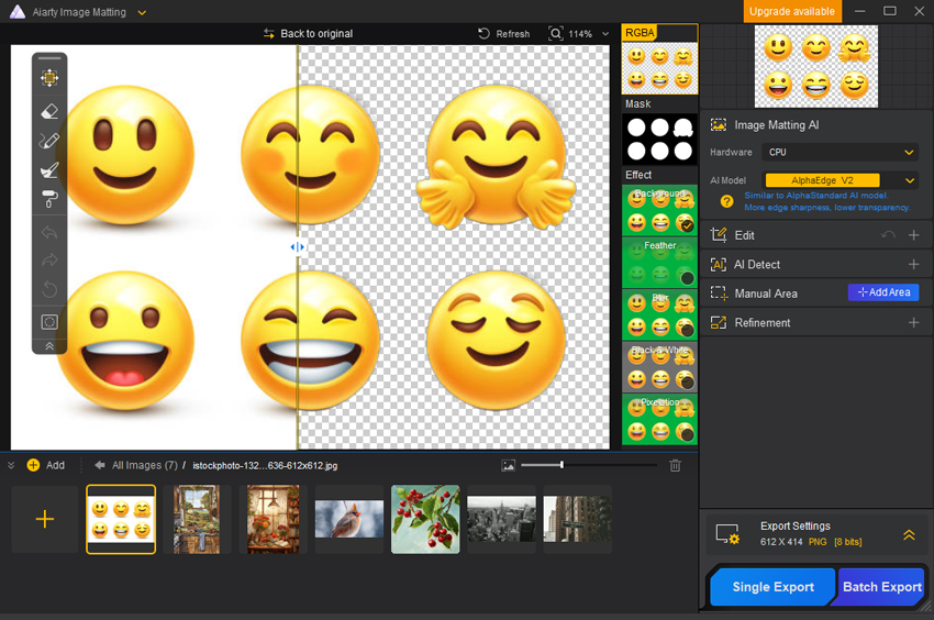 Remove Emoji Background with Aiarty Image Matting