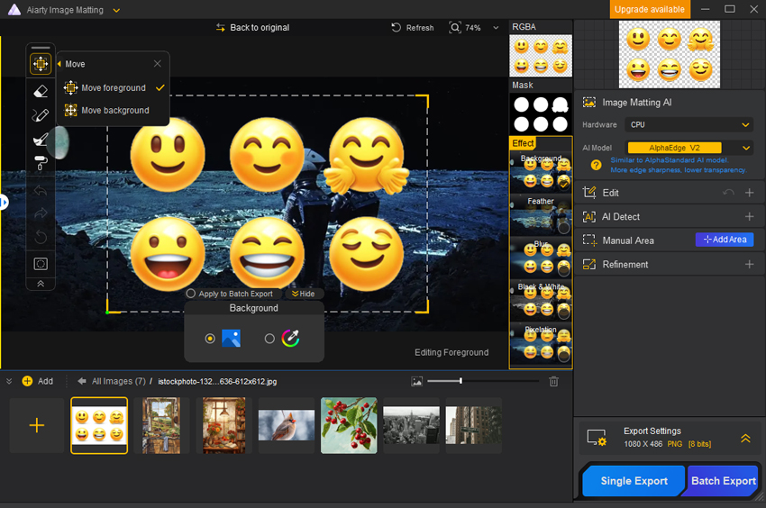 Remove Emoji Background with Aiarty Image Matting