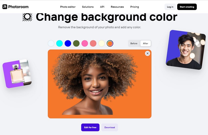 Change background color of photo online