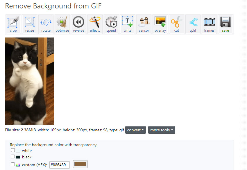 Remove Background from GIF with Ezgif