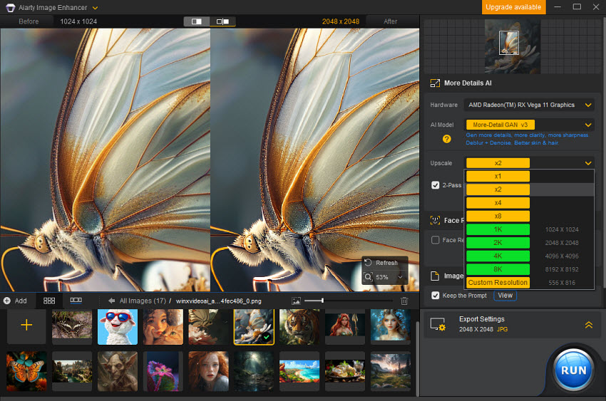 Upscale midjourney images 2x, 4x, 8x