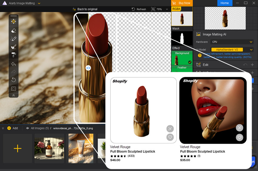 Best Shopify Background Remover - Aiarty Image Matting