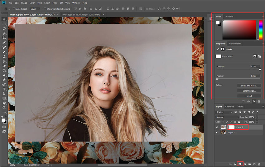 How to Blend Two Images with Photoshop -  Apply a Layer Mask